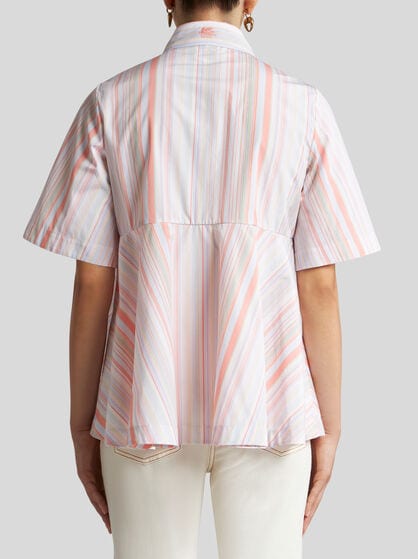 MULTI-STRIPE SHIRT WITH FLARED HEM