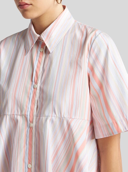 MULTI-STRIPE SHIRT WITH FLARED HEM