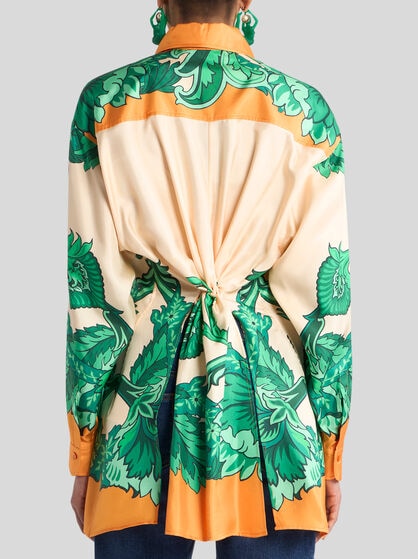 SHIRT WITH SCARF-STYLE FLORAL PRINT AND REAR KNOT
