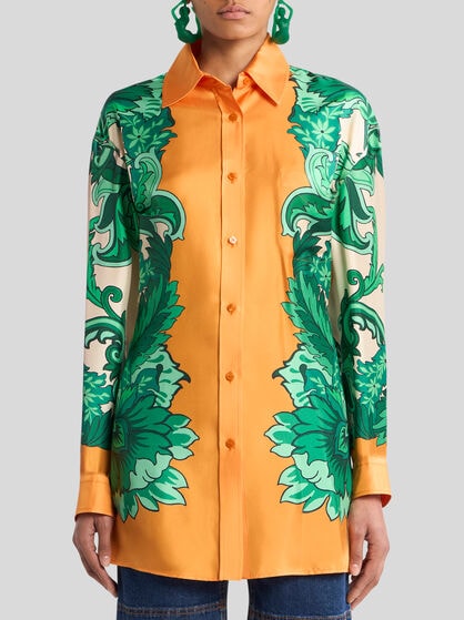 SHIRT WITH SCARF-STYLE FLORAL PRINT AND REAR KNOT