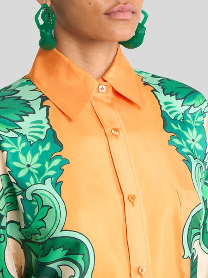 SHIRT WITH SCARF-STYLE FLORAL PRINT AND REAR KNOT