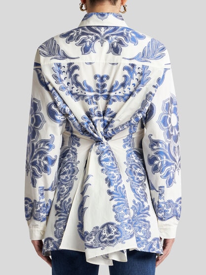 FIL COUPÉ JACQUARD FLORAL SHIRT WITH REAR KNOT