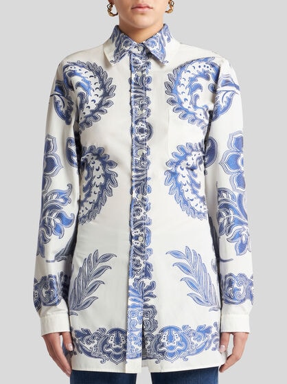 FIL COUPÉ JACQUARD FLORAL SHIRT WITH REAR KNOT