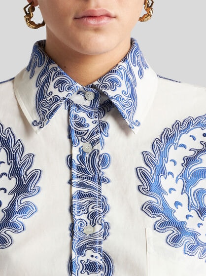 FIL COUPÉ JACQUARD FLORAL SHIRT WITH REAR KNOT