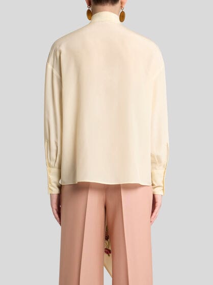 SILK BLOUSE WITH PLACED PRINT