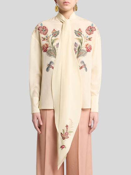 SILK BLOUSE WITH PLACED PRINT