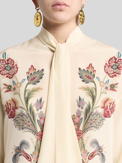 SILK BLOUSE WITH PLACED PRINT