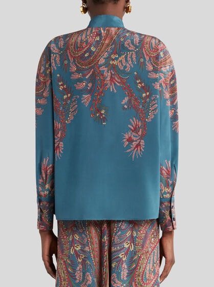 SILK BLOUSE WITH PLACED PRINT