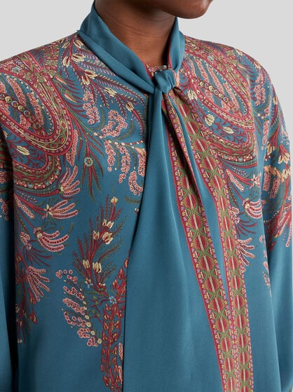 SILK BLOUSE WITH PLACED PRINT