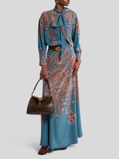 SILK BLOUSE WITH PLACED PRINT