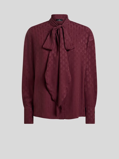 SILK-BLEND JACQUARD SHIRT WITH SILK SCARF AND PAISLEY MOTIF