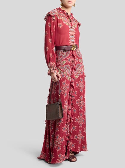CREPON BLOUSE WITH PLACED PRINT