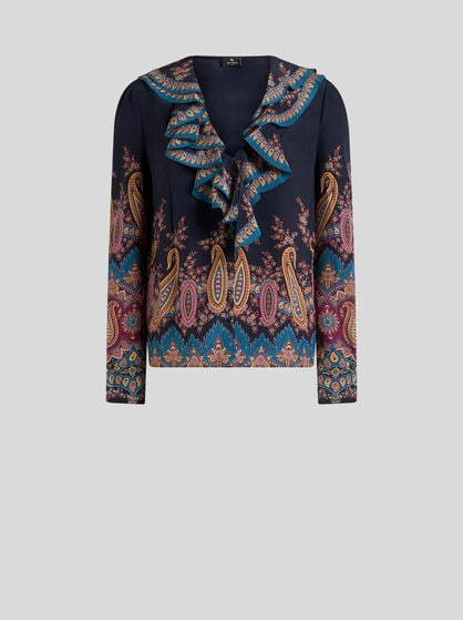 SILK SHIRT WITH PLACED PRINT