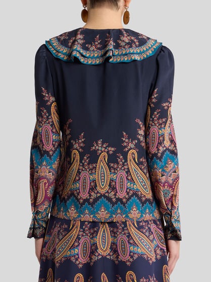 SILK SHIRT WITH PLACED PRINT
