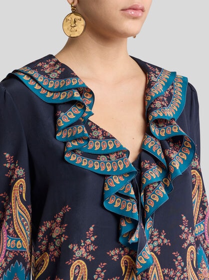 SILK SHIRT WITH PLACED PRINT