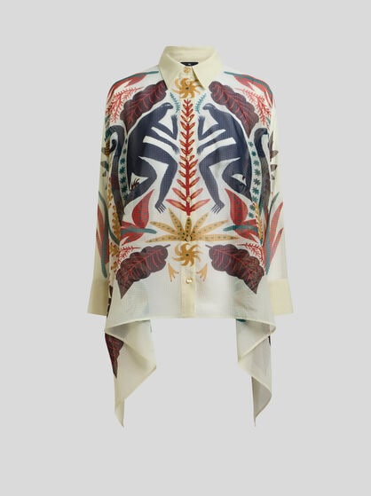 ETRO X TABBY BOOTH SHIRT WITH HANKY HEM AND PLACED PRINT