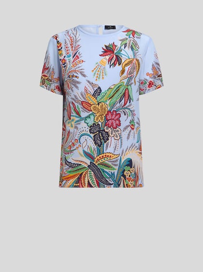 ペイズリー ボタニカルチーフ シルク Tシャツ