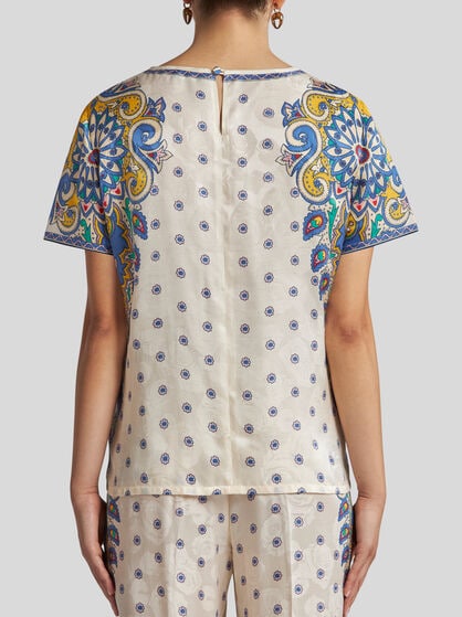 SILK-BLEND T-SHIRT WITH PRINT