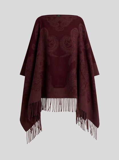 울 자카드 판초