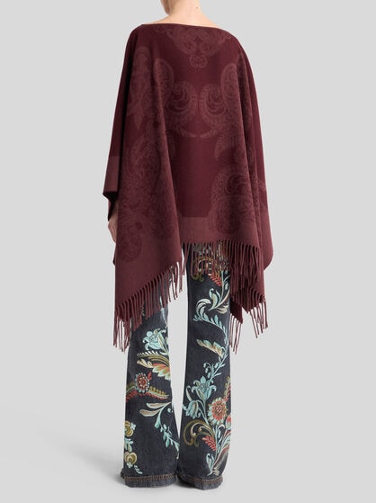 울 자카드 판초