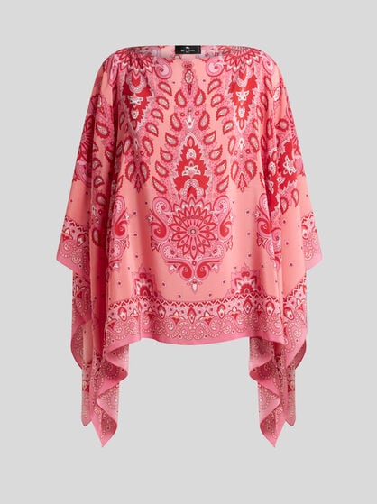 SILK CAPE TOP WITH PRINT