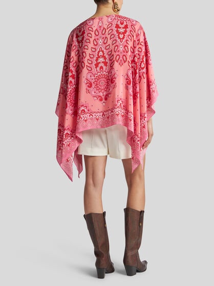 SILK CAPE TOP WITH PRINT