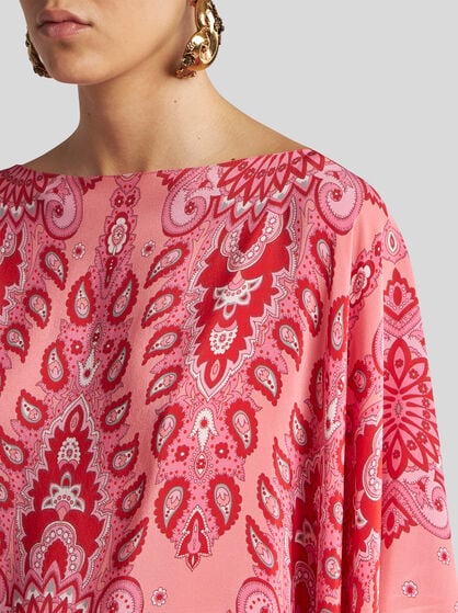 SILK CAPE TOP WITH PRINT