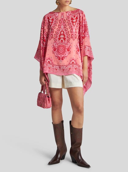 SILK CAPE TOP WITH PRINT