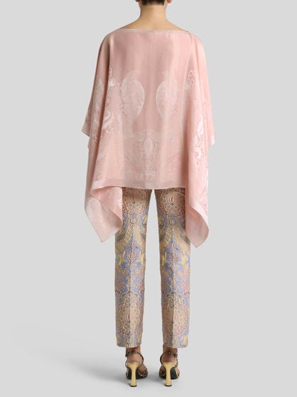 SILK-BLEND JACQUARD CAPE TOP