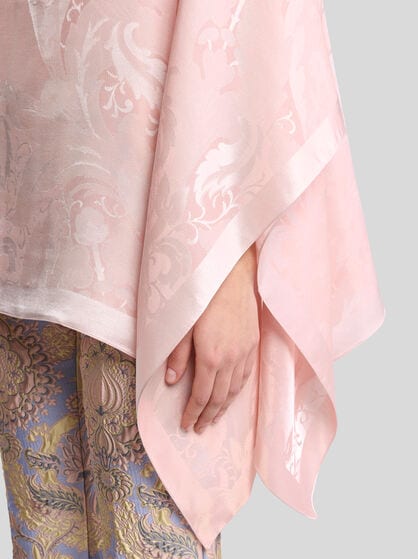 SILK-BLEND JACQUARD CAPE TOP
