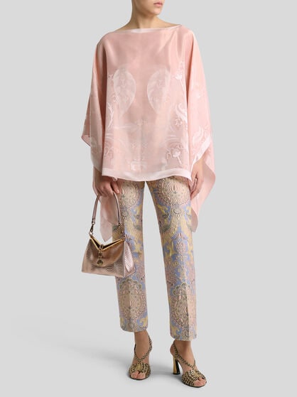 SILK-BLEND JACQUARD CAPE TOP