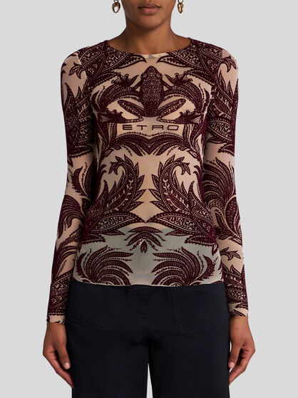 FLOCKED TULLE TOP