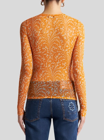 TULLE SWEATER WITH SHELL PRINT