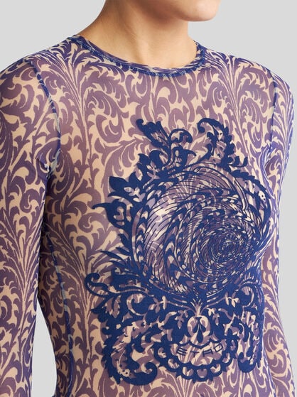 TULLE SWEATER WITH SHELL PRINT