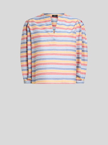 COTTON-BLEND JACQUARD BLOUSE