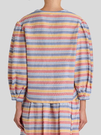 COTTON-BLEND JACQUARD BLOUSE