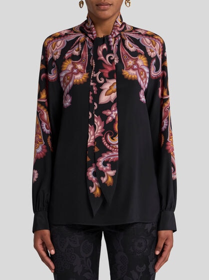 PRINTED CREPE DE CHINE TOP