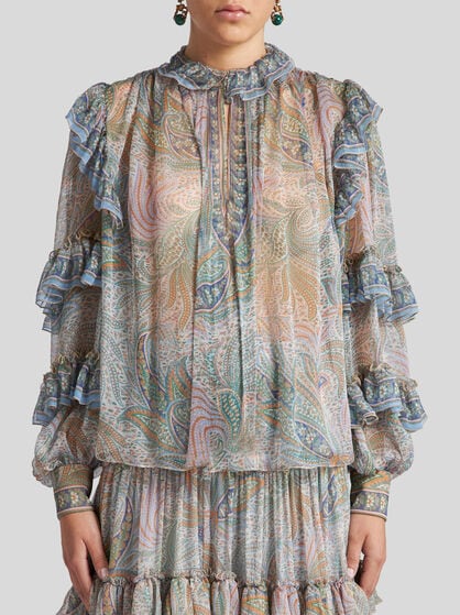 SILK BLOUSE WITH RUFFLES