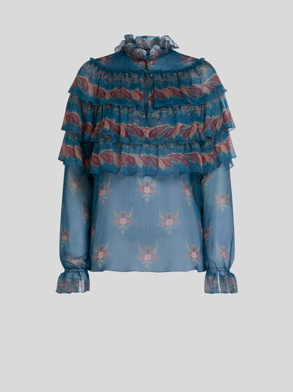 SILK BLOUSE WITH PLACED PRINT