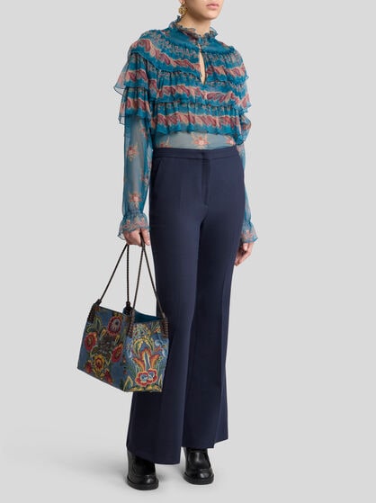 SILK BLOUSE WITH PLACED PRINT