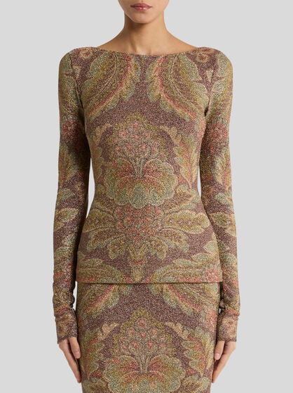 JERSEY SWEATER WITH FLORAL MOTIF