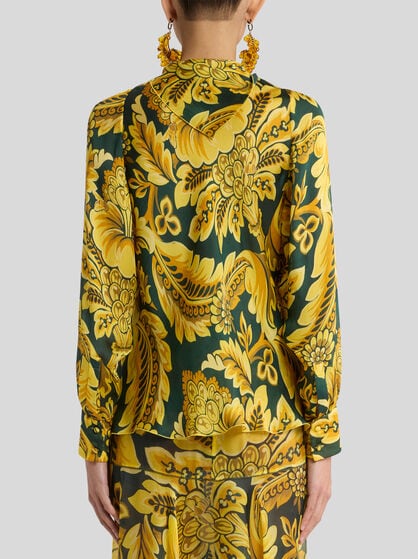 PEAU D'ANGE SILK BLOUSE WITH FLOWER AND BEE MOTIF