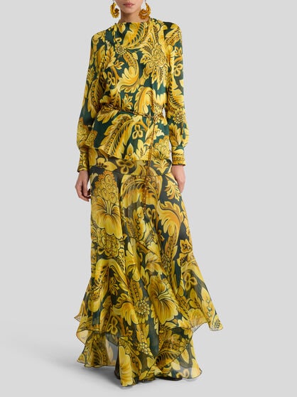 PEAU D'ANGE SILK BLOUSE WITH FLOWER AND BEE MOTIF