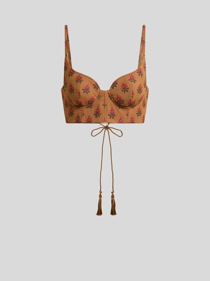 WOOL-BLEND JACQUARD CROP TOP WITH FIL COUP&Eacute; EMBROIDERY