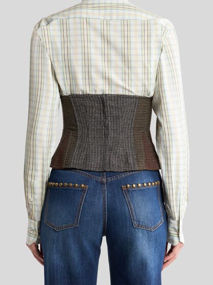 WOOL CORSET BELT WITH HOUNDSTOOTH MOTIF