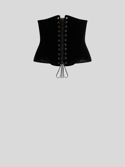 STRETCH COTTON VELVET CORSET BELT