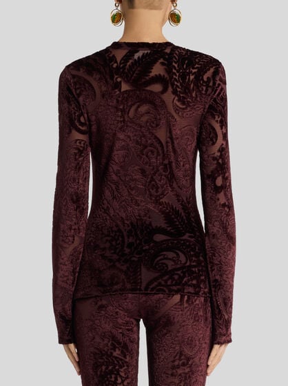 JACQUARD CHENILLE SWEATER WITH LACE EFFECT