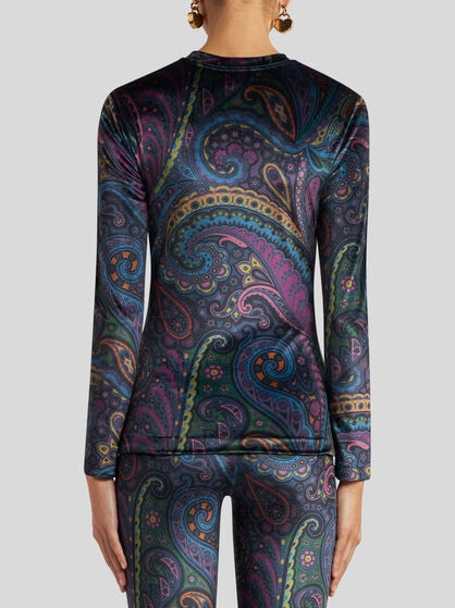 CHENILLE TOP WITH PAISLEY PRINT