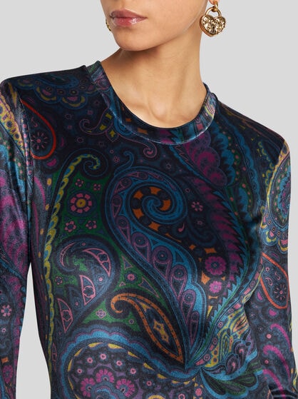 CHENILLE TOP WITH PAISLEY PRINT