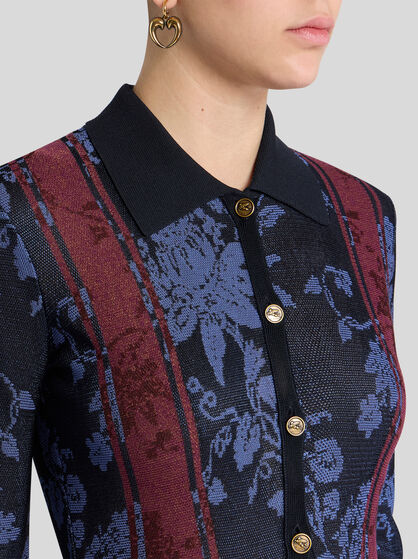 MAXI CARDIGAN WITH FLORAL JACQUARD MOTIF